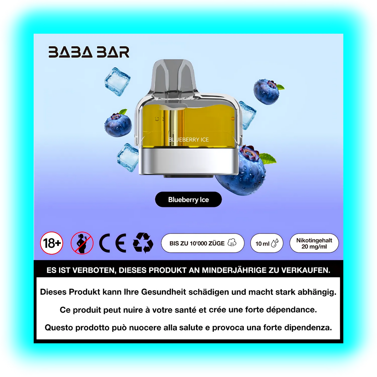 Baba Bar Pod Blueberry Ice 10ml 20mg/ml