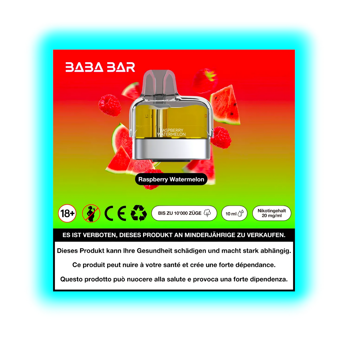Baba Bar Pod Raspberry Watermelon 10ml 20mg/ml