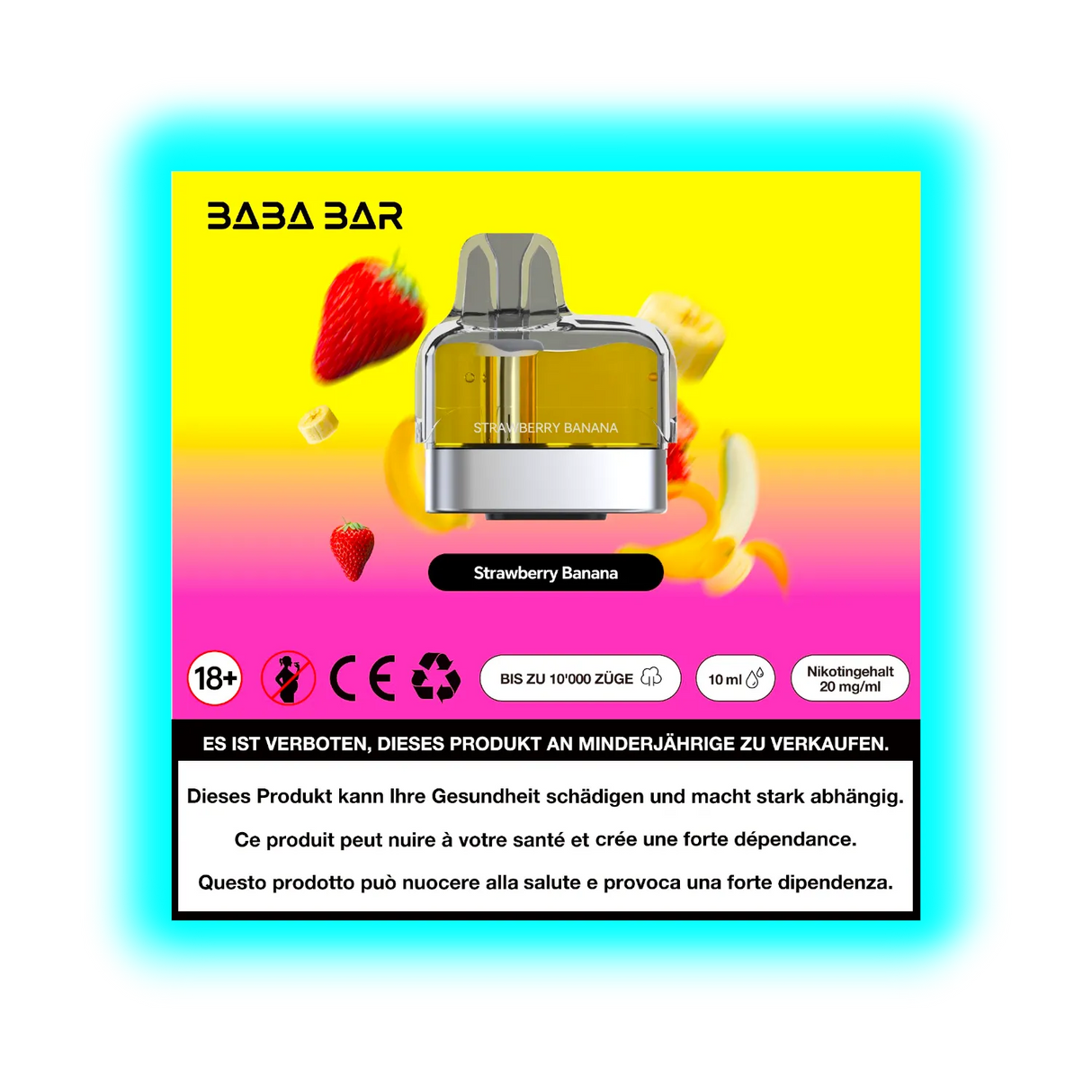 Baba Bar Pod Strawberry Banana 10ml 20mg/ml