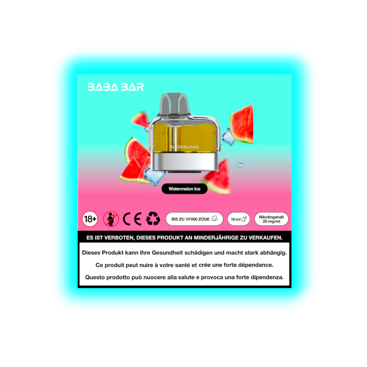 Baba Bar Pod Watermelon Ice 10ml 20mg/ml
