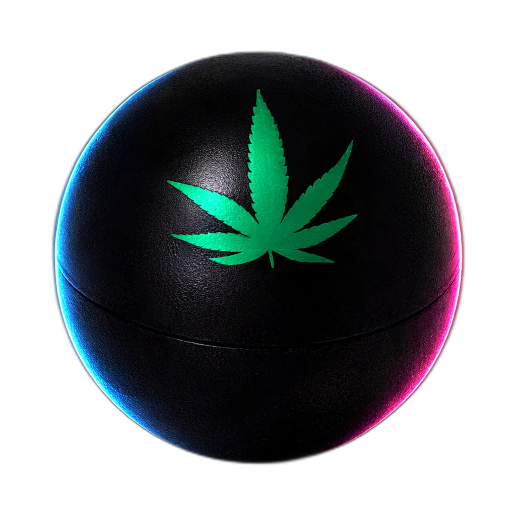 Ball Grinder with Hemp Leaf black