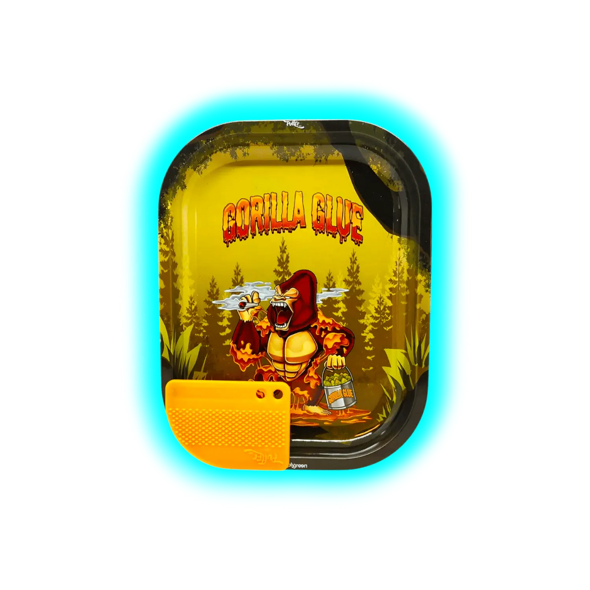 Best Buds Metal Rolling Tray S Gorilla Glue with Magnetic Grinder Card 140 x 180mm