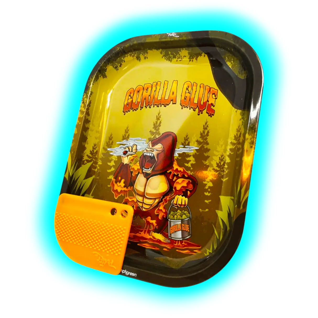 Best Buds Metal Rolling Tray S Gorilla Glue with Magnetic Grinder Card 140 x 180mm