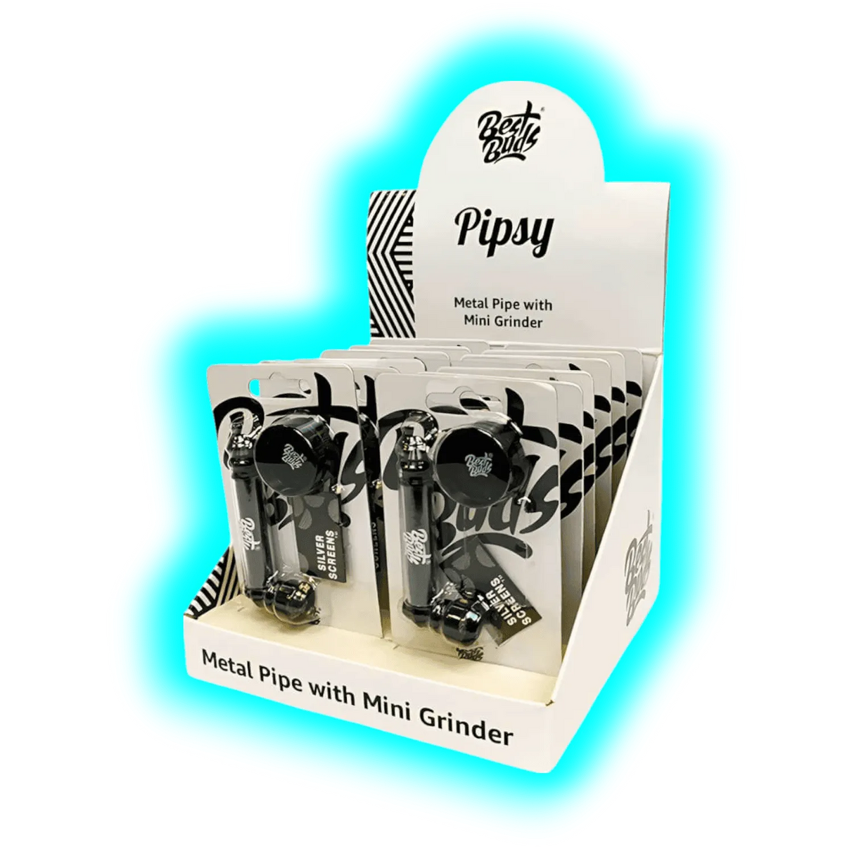 Best Buds Pipsy Black Metal Pipe with Mini Grinder