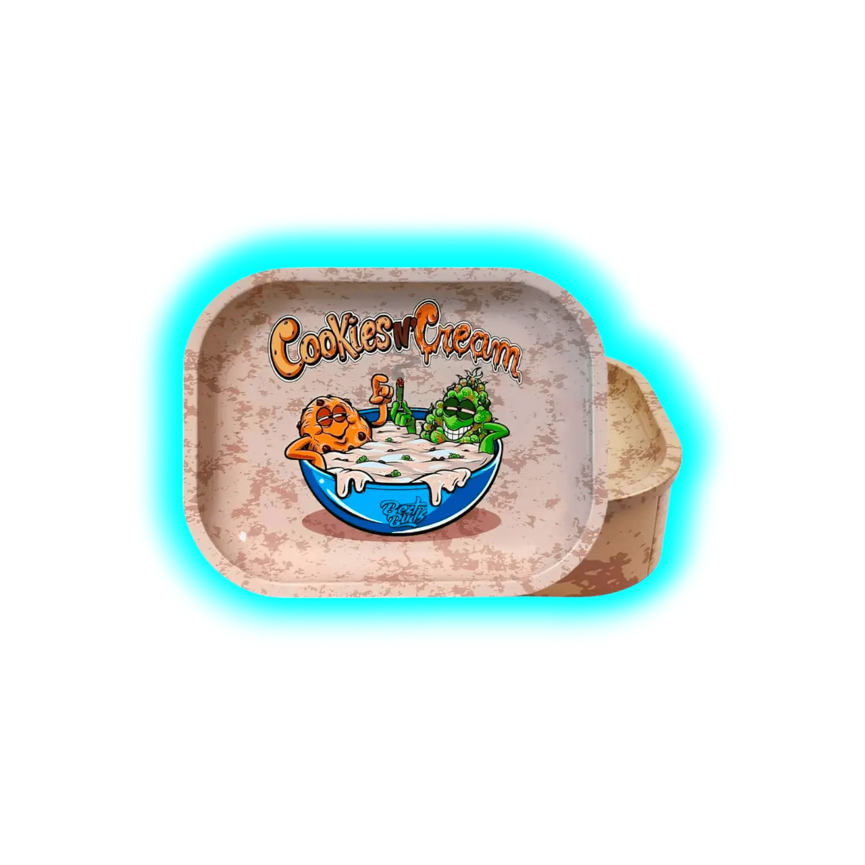 Best Buds Thin Box Rolling Tray with Storage Cookies and Cream