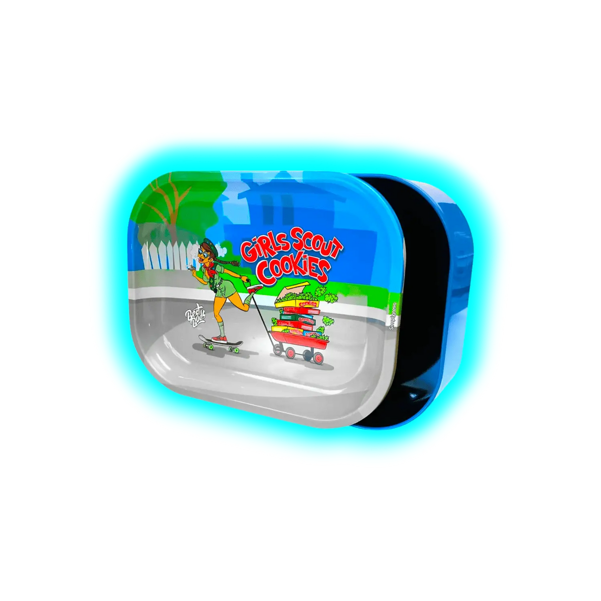 Best Buds Thin Box Rolling Tray with Storage Girls Scout Cookies