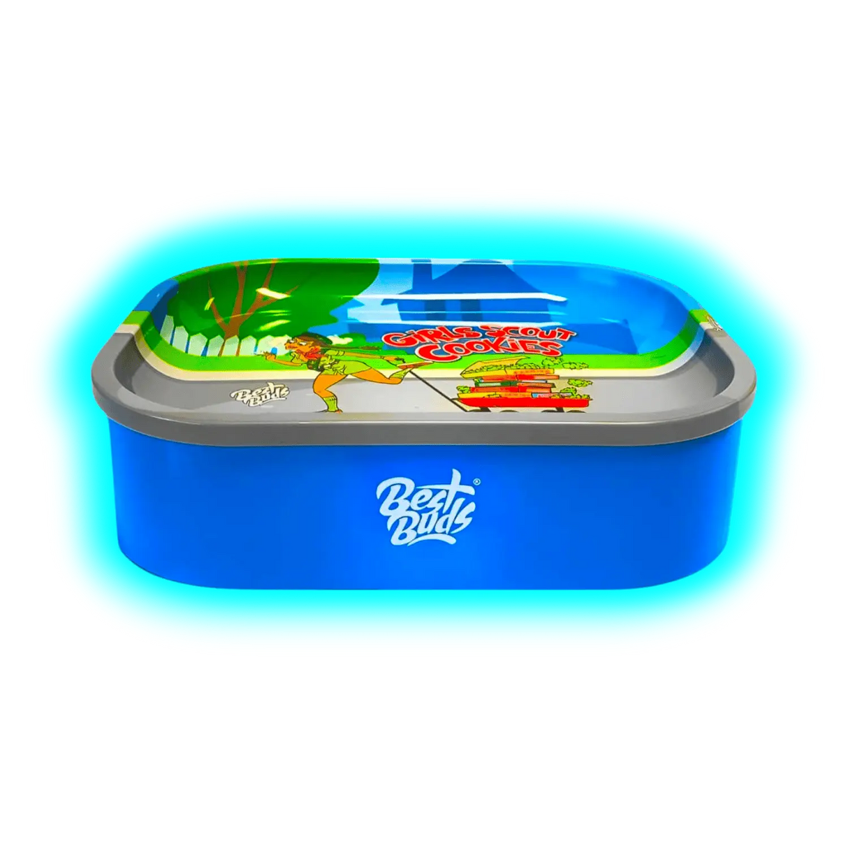 Best Buds Thin Box Rolling Tray with Storage Girls Scout Cookies