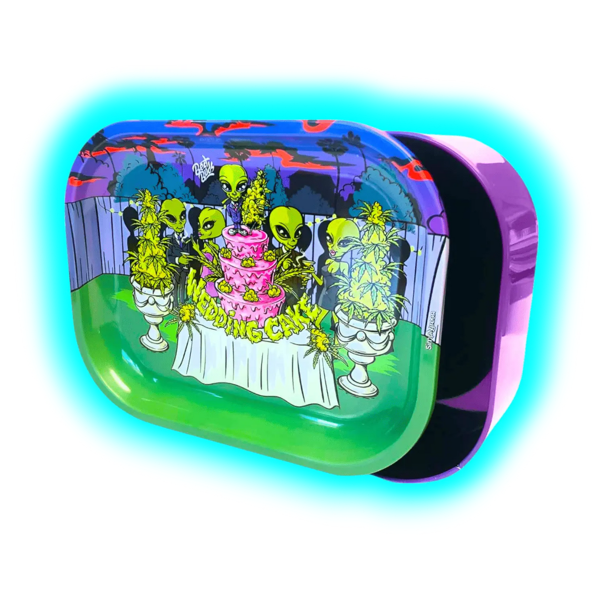 Best Buds Thin Box Rolling Tray with Storage Wedding Cake