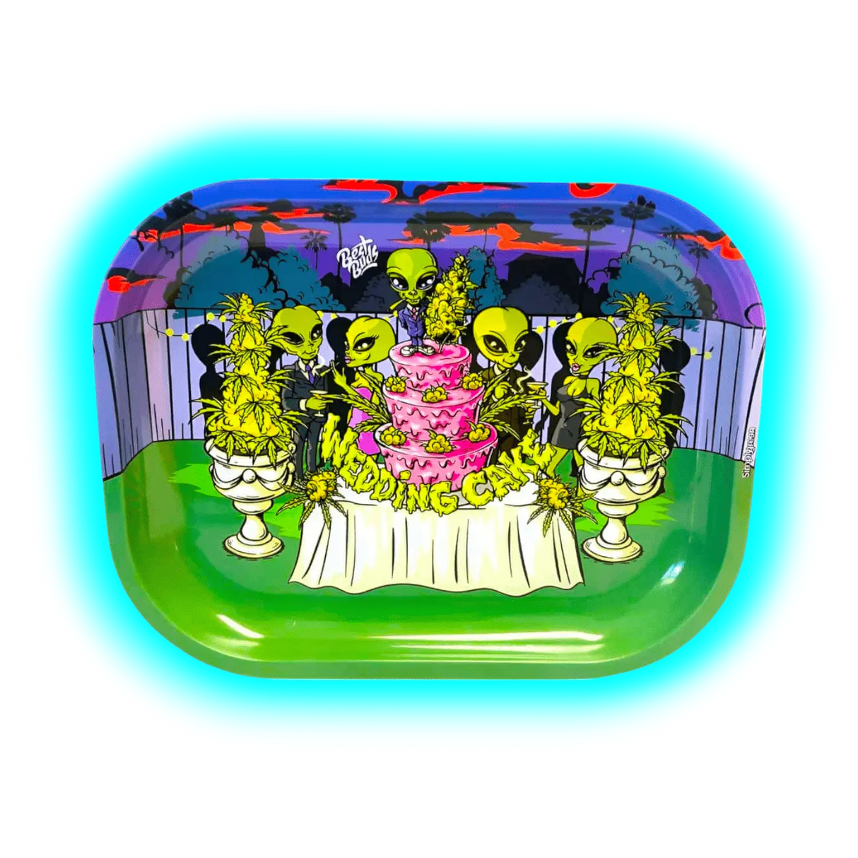 Best Buds Thin Box Rolling Tray with Storage Wedding Cake