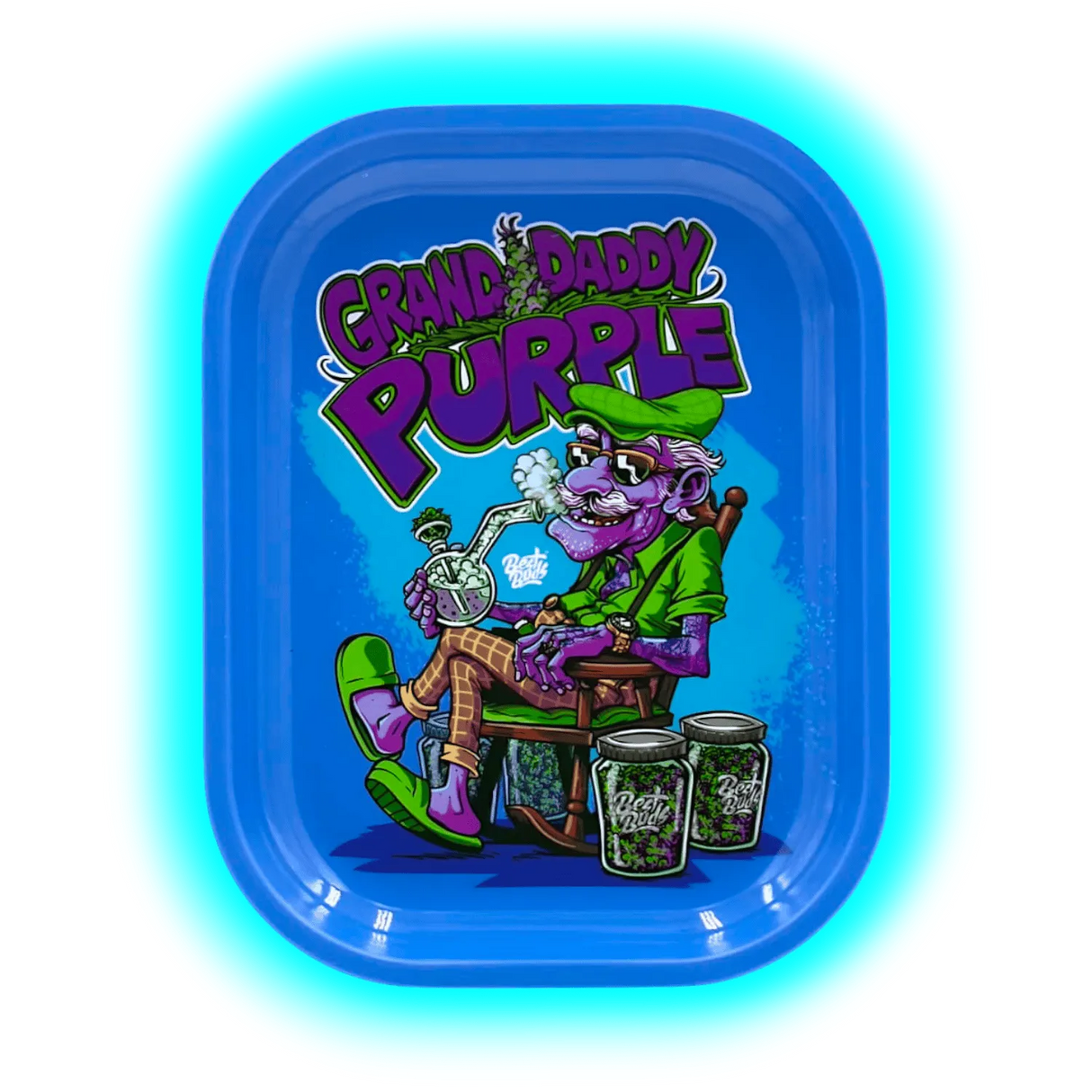 Best Buds Thin Box Rolling Tray with Storage Grand Daddy Purple