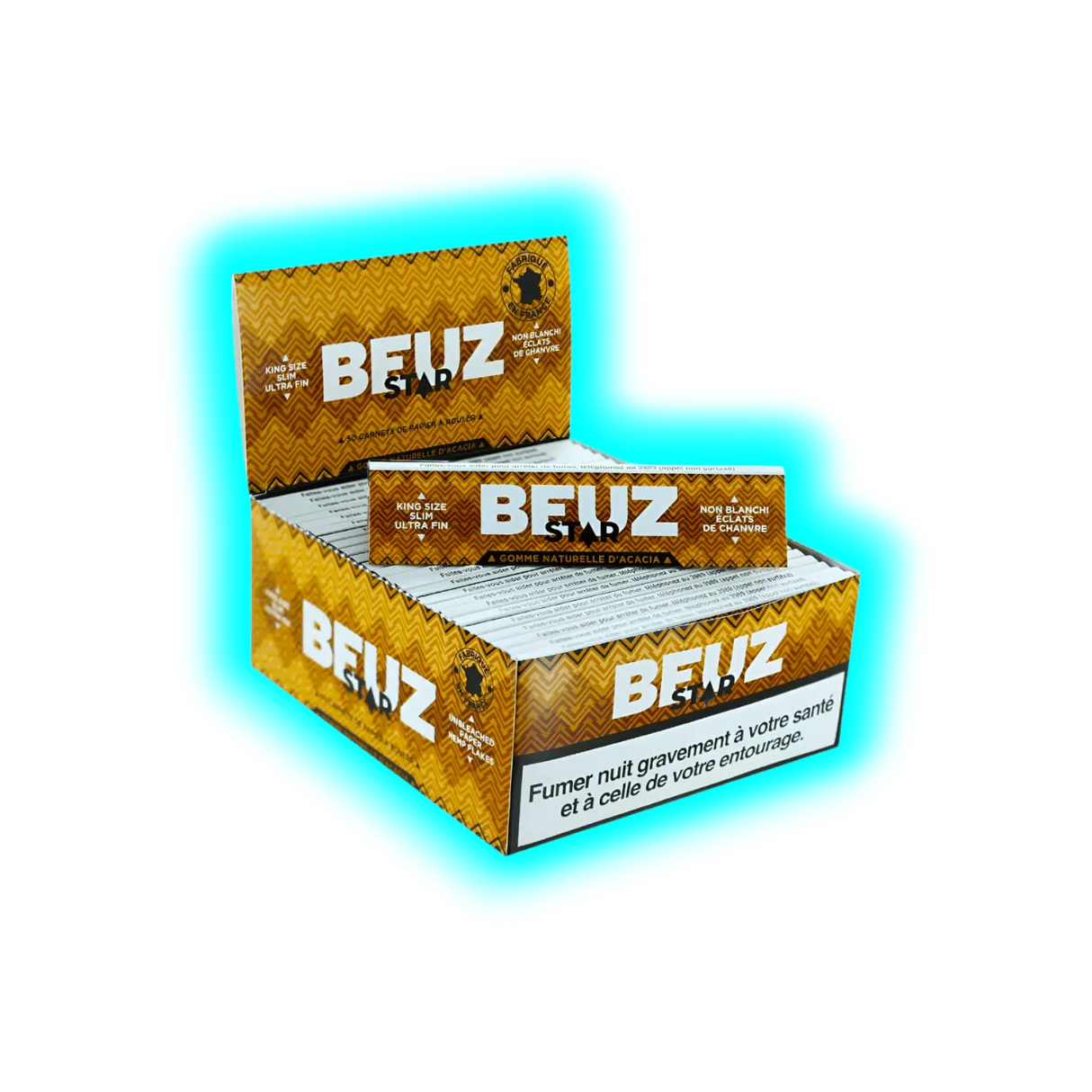 Beuz Papers King Size Slim Star Unbleached Display 50pcs