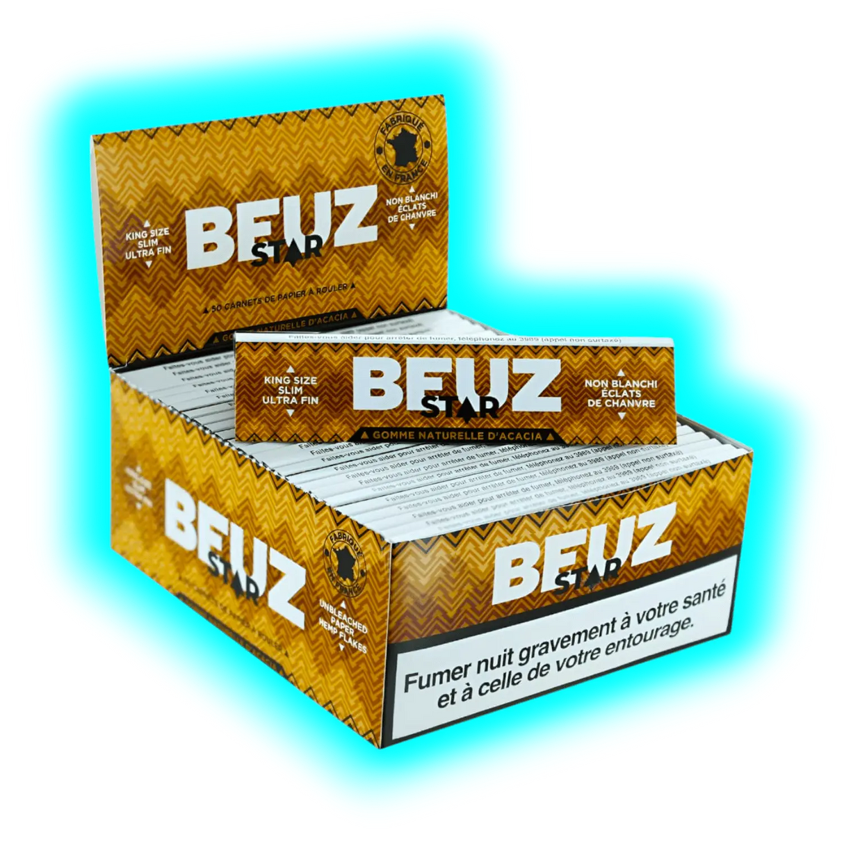 Beuz Papers King Size Slim Star Unbleached Display 50pcs