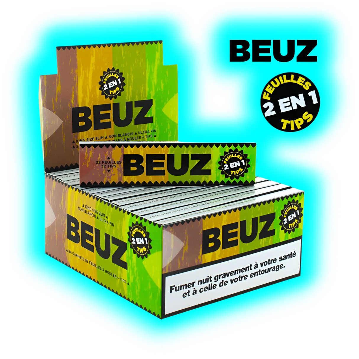 Beuz Papers King Size Slim + filtri in cartoncino marroni non sbiancati Scatola da 24 pezzi