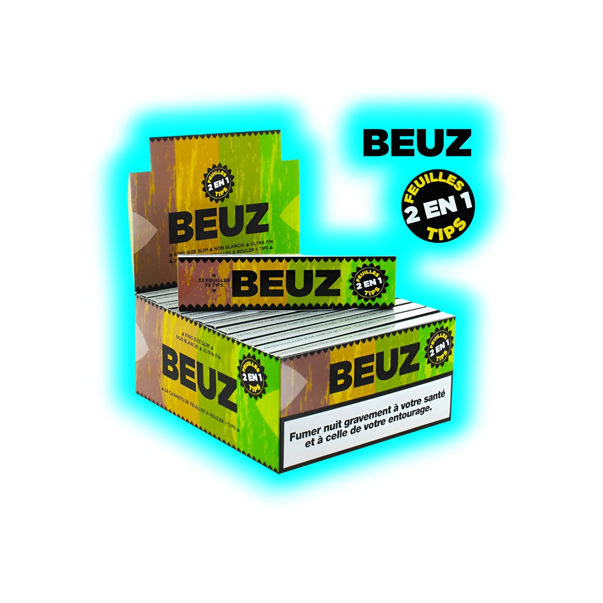Beuz Papers King Size Slim + filtri in cartoncino marroni non sbiancati Scatola da 24 pezzi