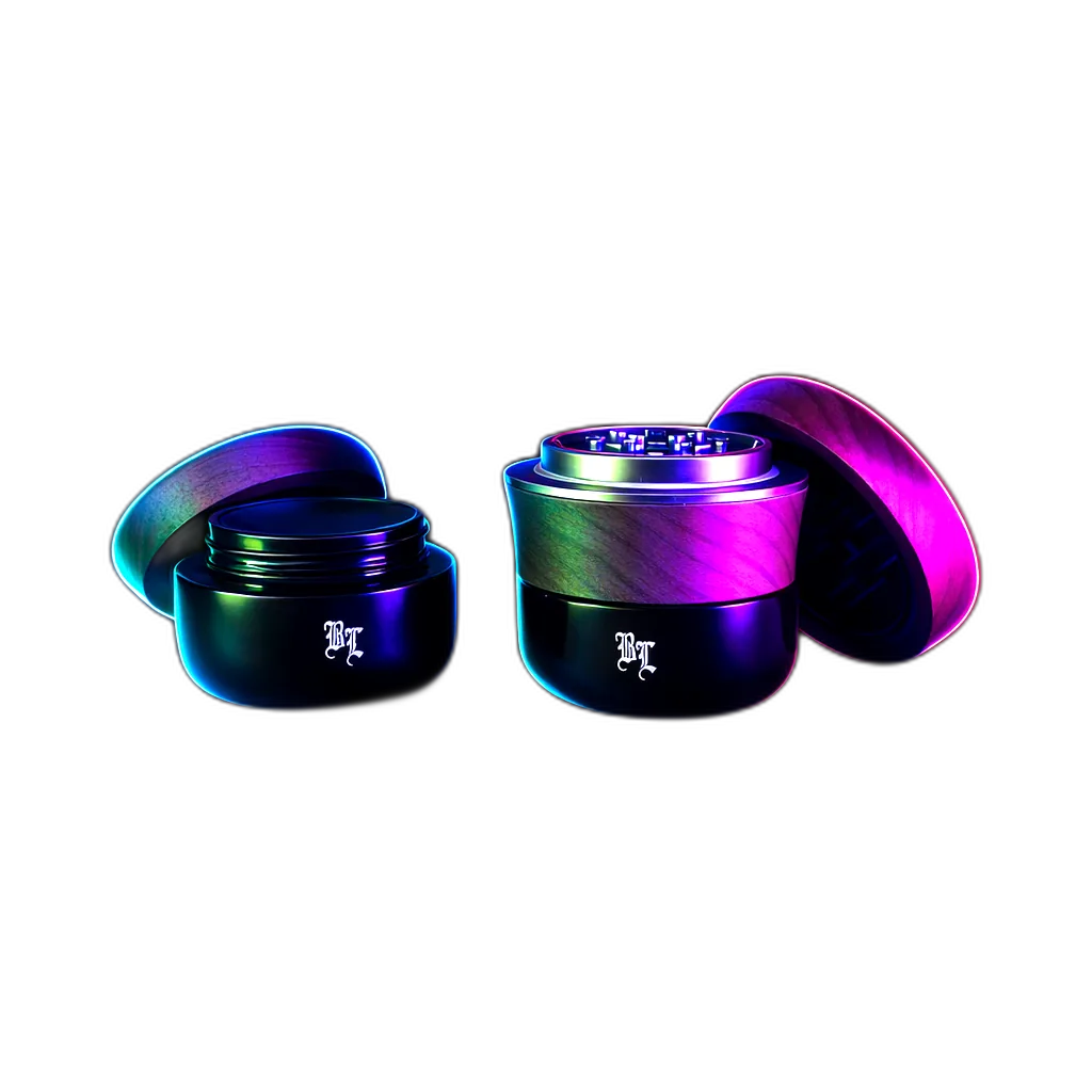 Black Leaf Alu Grinder 4 Parts Wood and Violet Glass