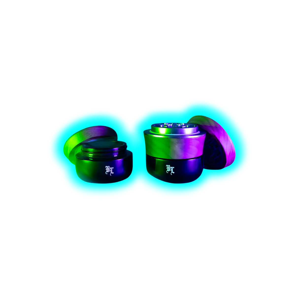 Black Leaf Alu Grinder 4 Parts Wood and Violet Glass