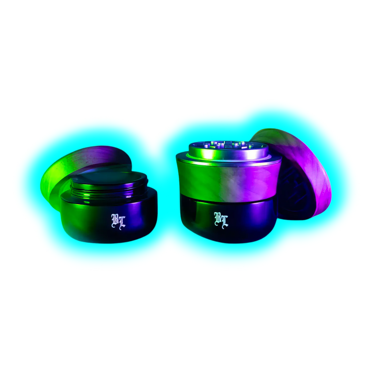 Black Leaf Alu Grinder 4 Parts Wood and Violet Glass