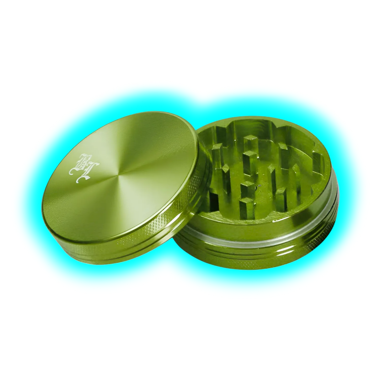 Black Leaf Aluminium Grinder 2 Part Anodized Green