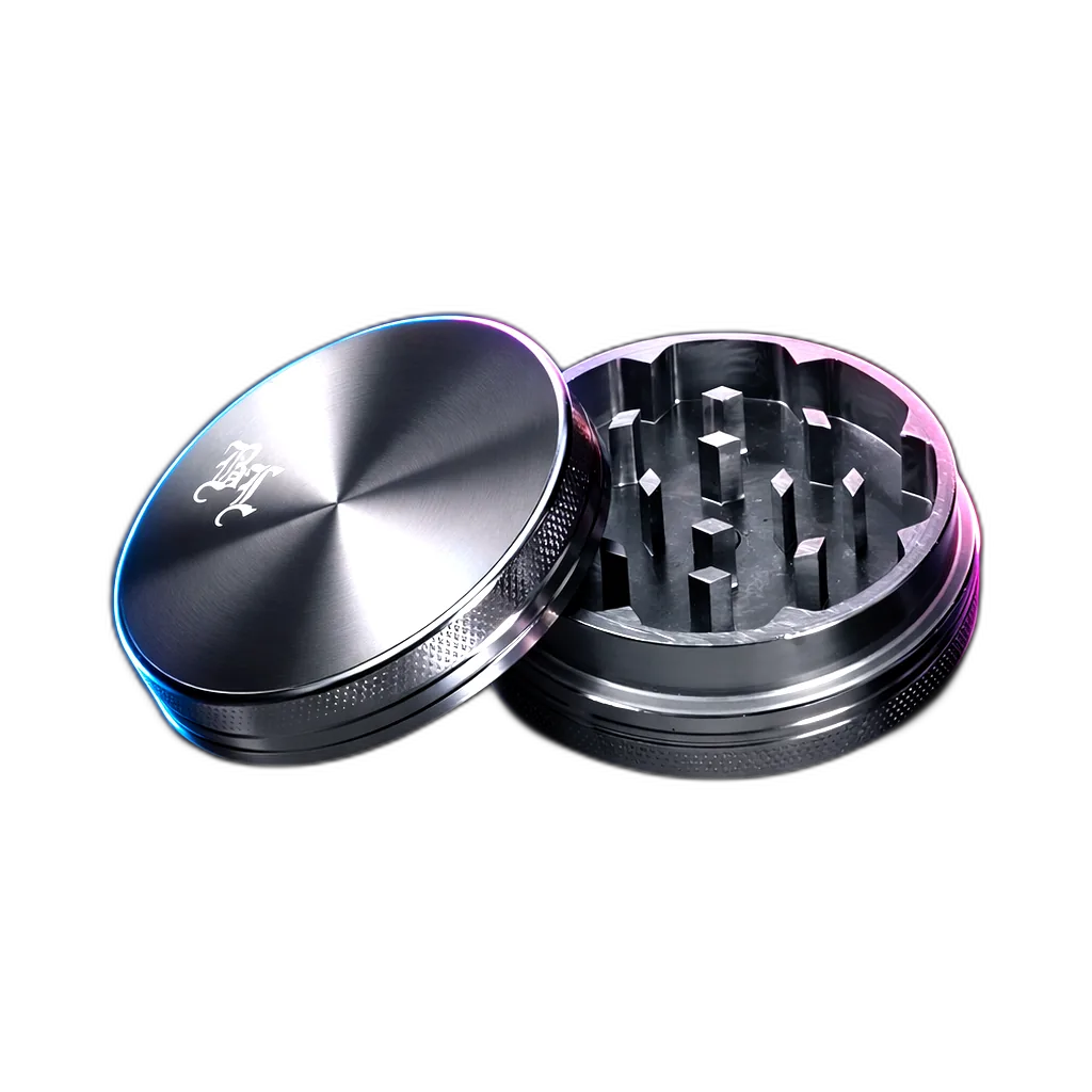 Black Leaf Aluminium Grinder 2 Part Anodized Grey