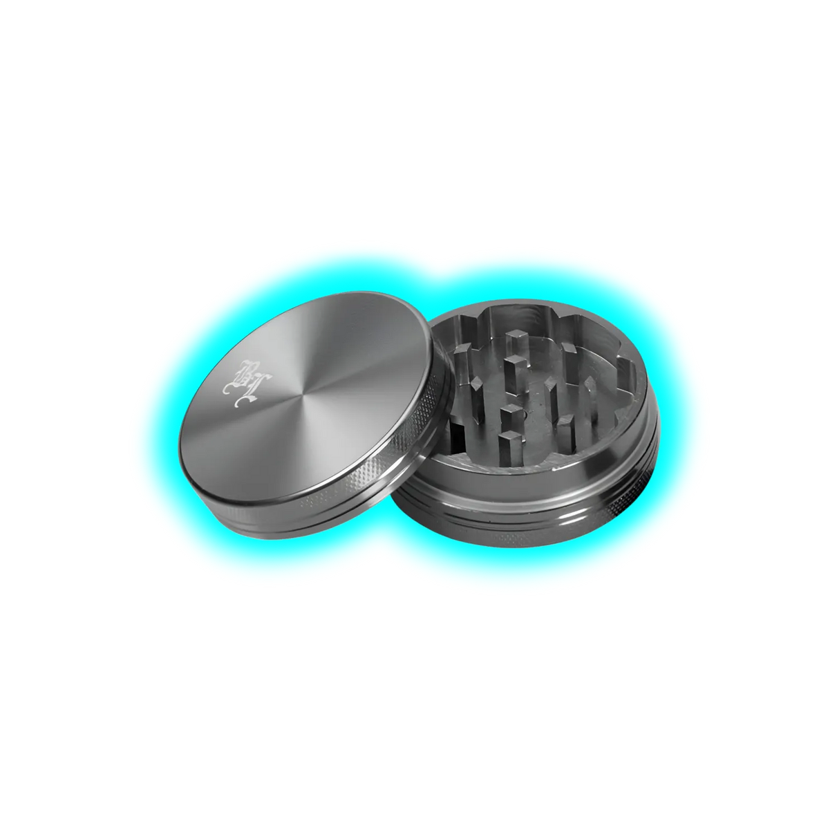Black Leaf Aluminium Grinder 2 Part Anodized Grey