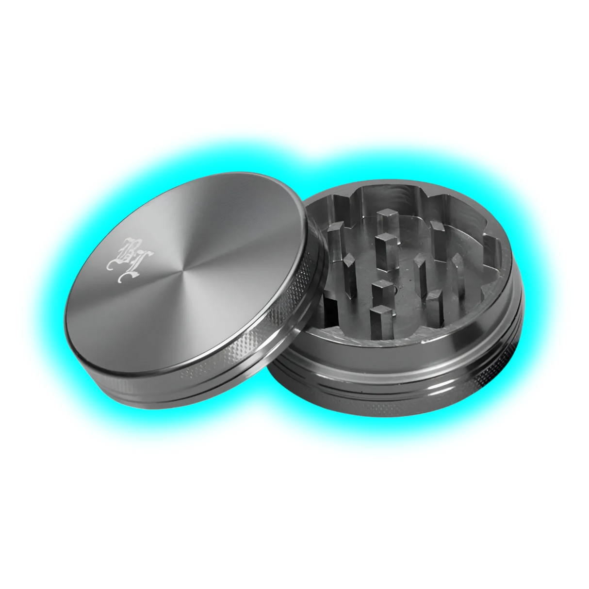 Black Leaf Aluminium Grinder 2 Part Anodized Grey