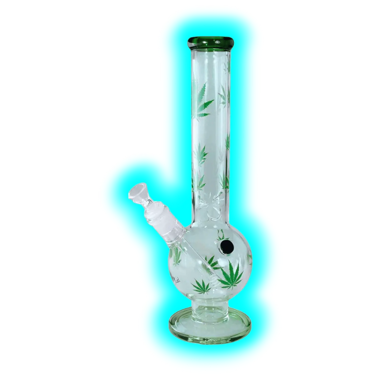 Black Leaf Belly Ice Bong Green Leaves