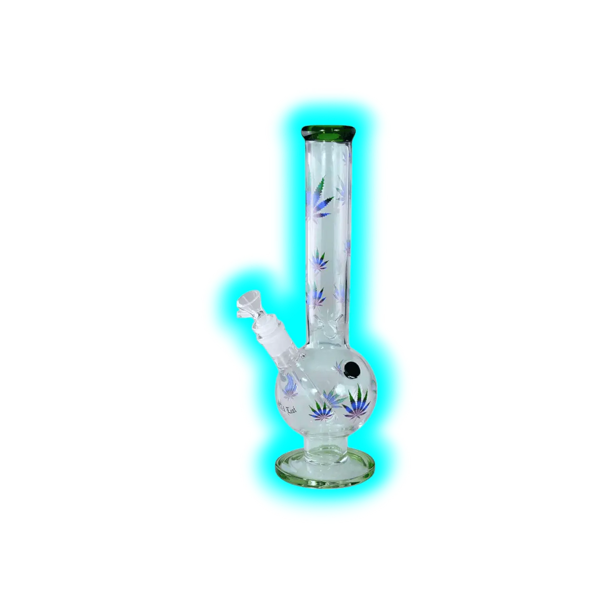 Black Leaf Belly Ice Bong Green Purple Leaves