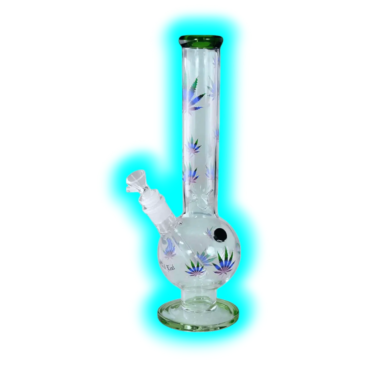 Black Leaf Belly Ice Bong Green Purple Leaves