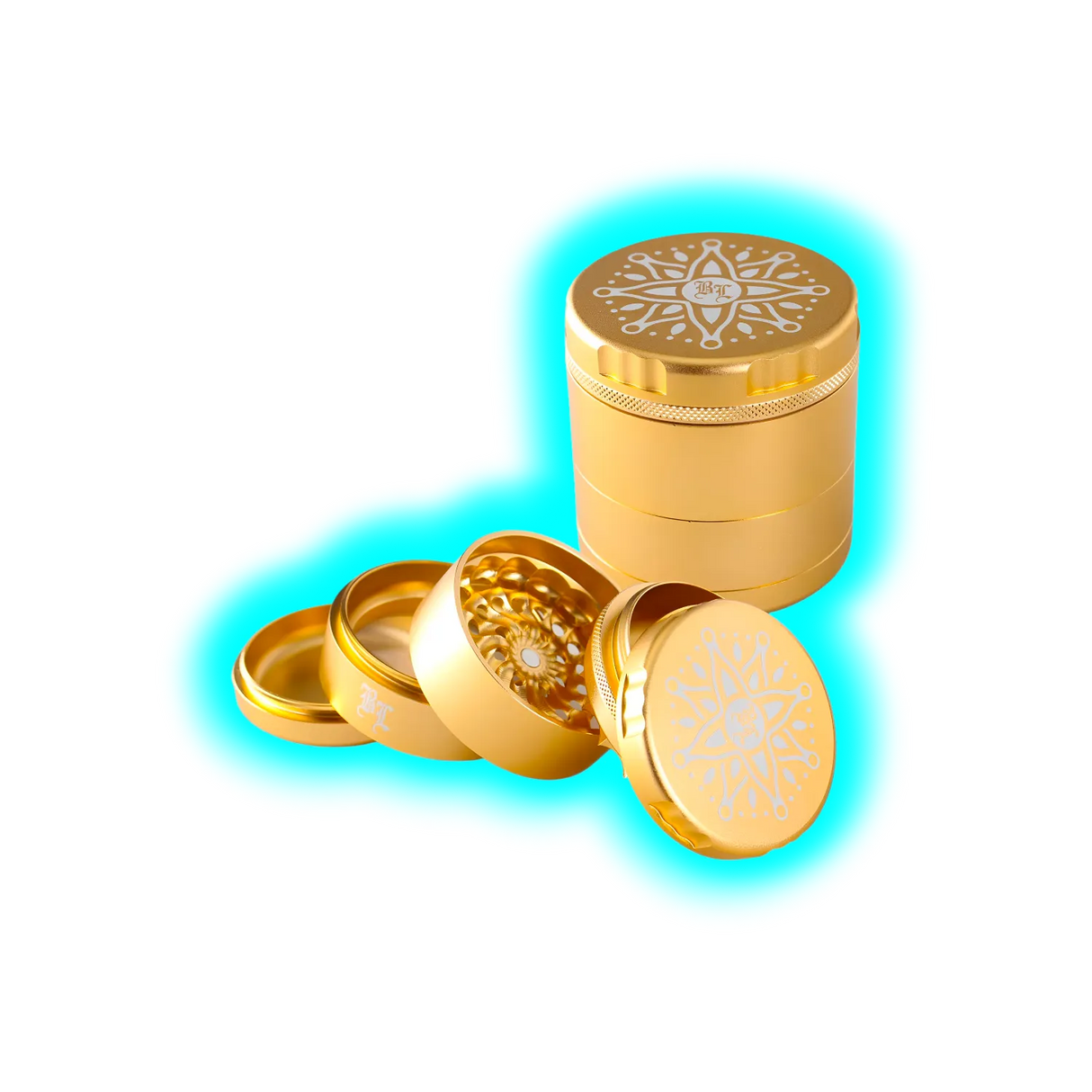 Black Leaf CNC Flower Grinder 5 parti Oro 62mm