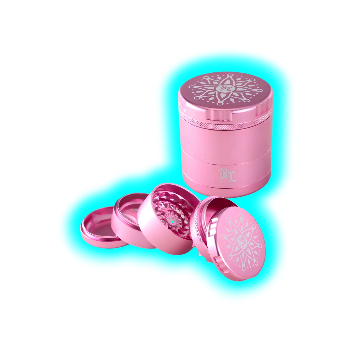 Black Leaf CNC Flower Grinder 5 parti rosa