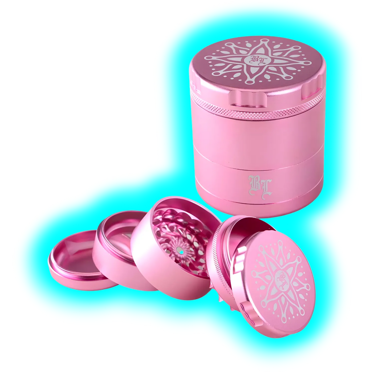 Black Leaf CNC Flower Grinder 5 parti rosa