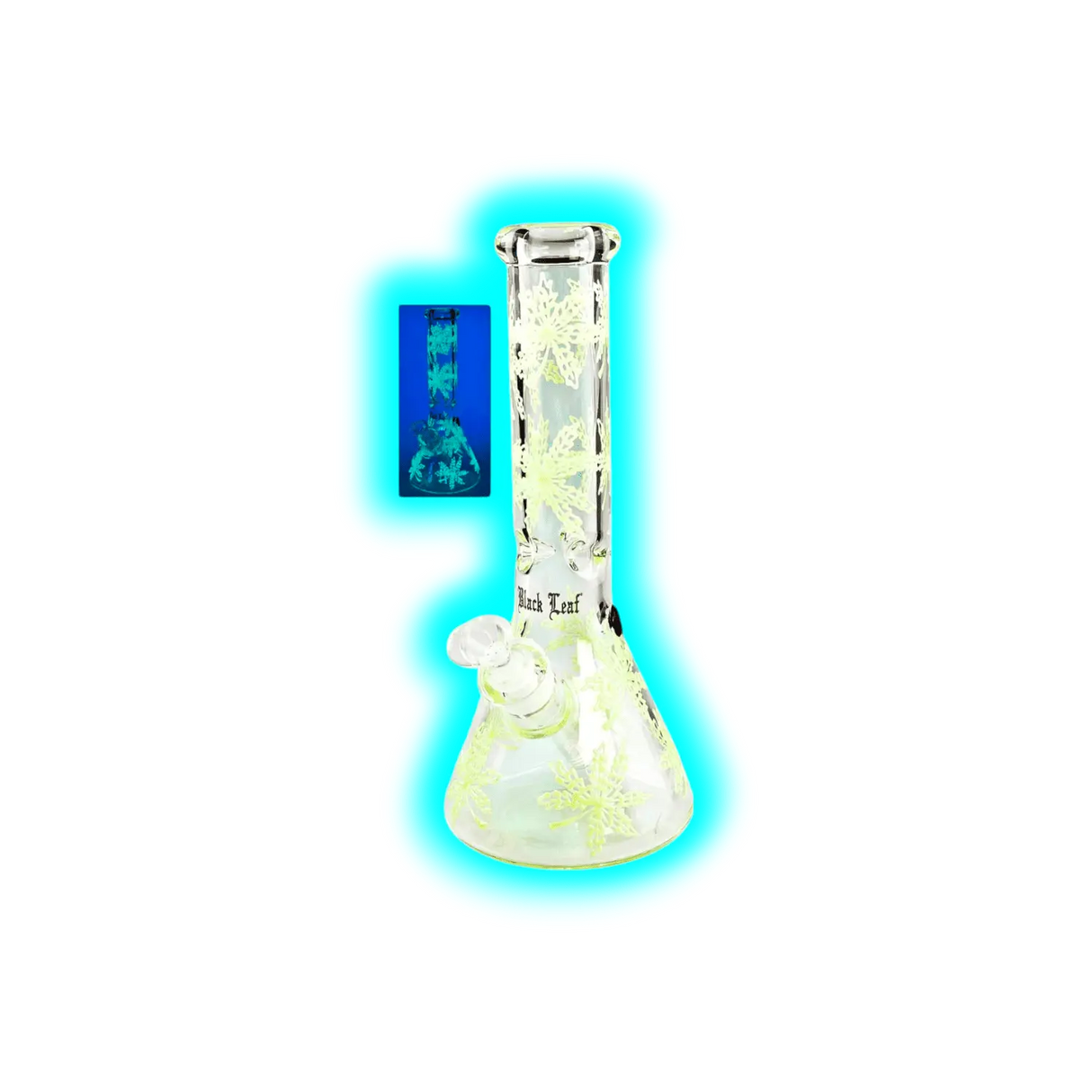 Black Leaf Leaf painted Beaker Bong 32cm