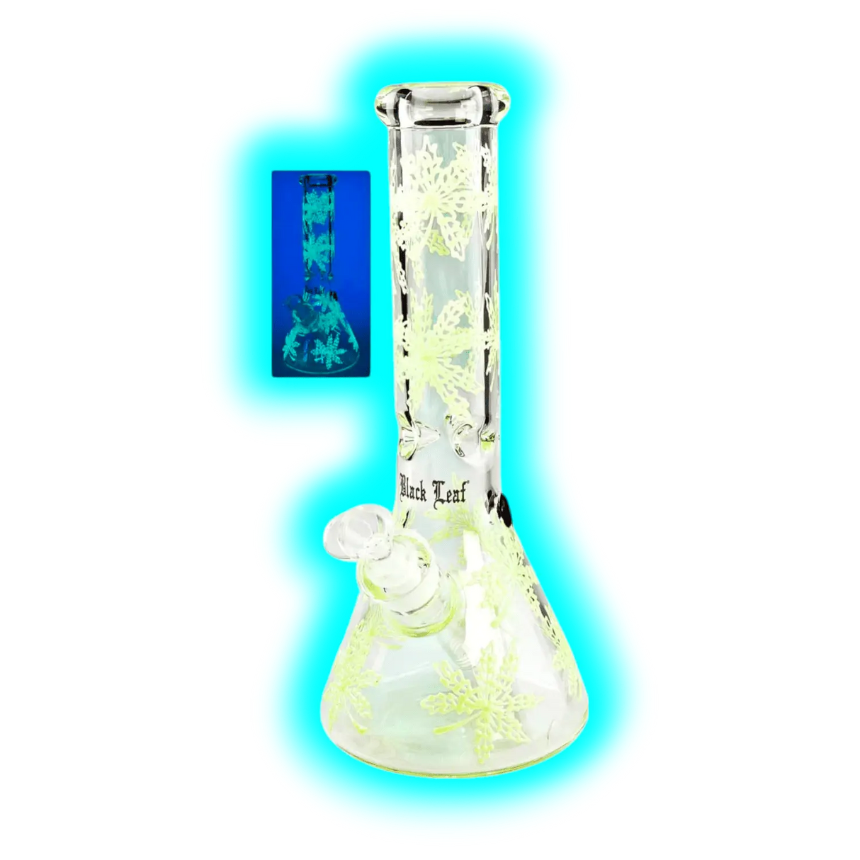 Black Leaf Leaf painted Beaker Bong 32cm