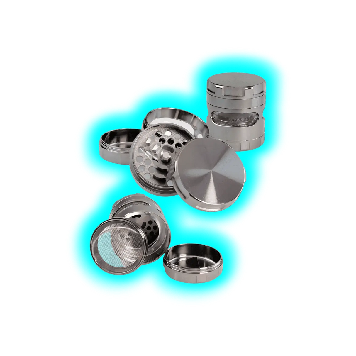 Black Leaf Metallgrinder mit Fenster 4-tlg. Grau