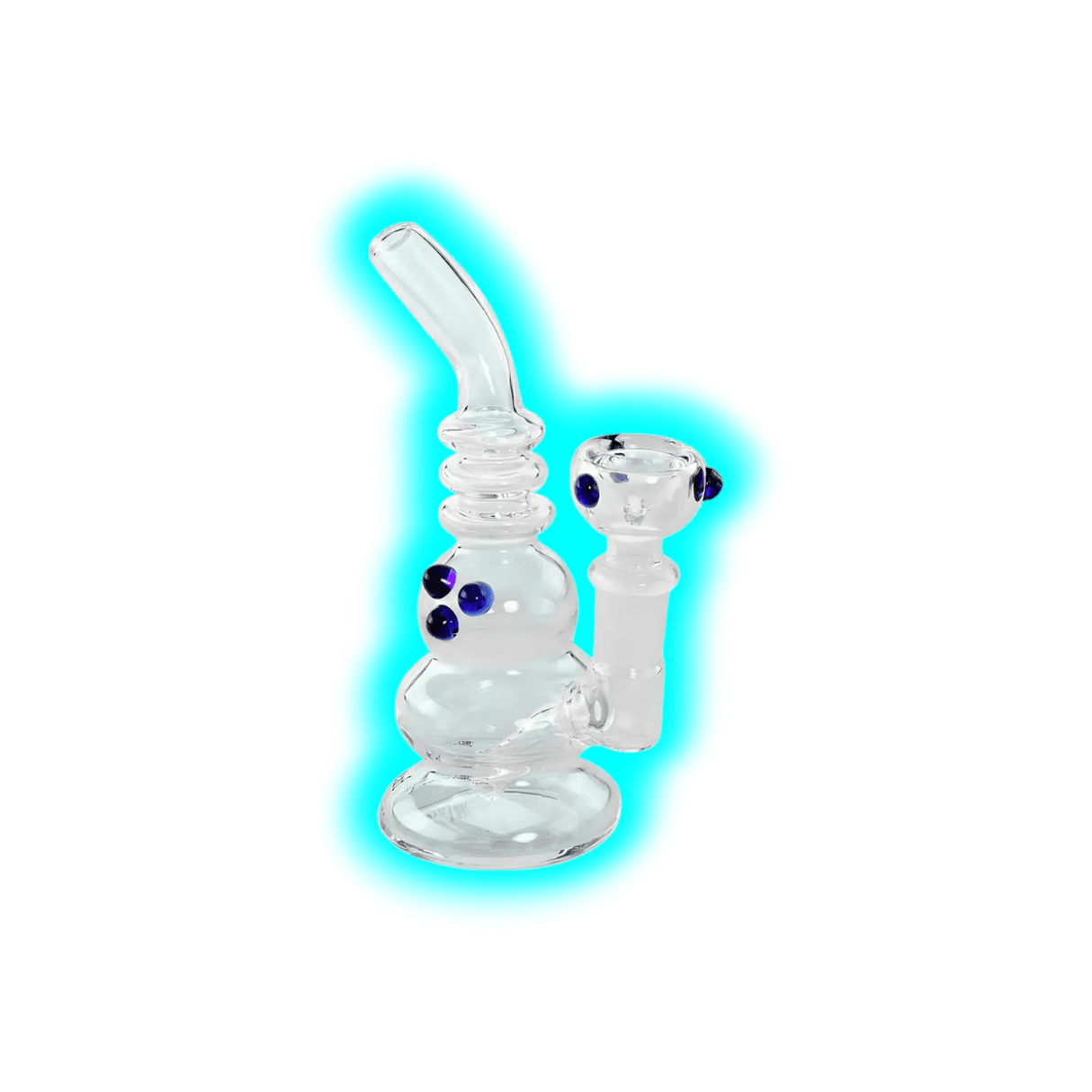 Black Leaf Mini-Bubbler Bong 15cm Clear Blue