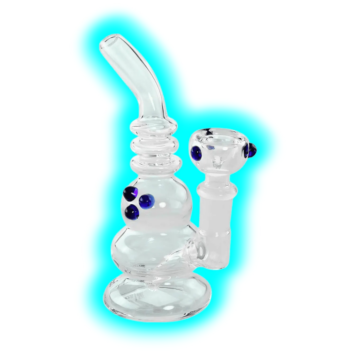 Black Leaf Mini-Bubbler Bong 15cm Clear Blue