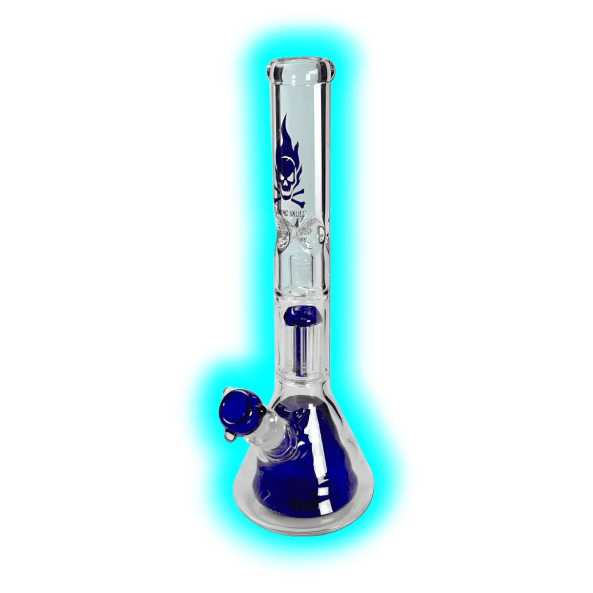 Black Leaf Percolator Flamming Skull Beaker Blau