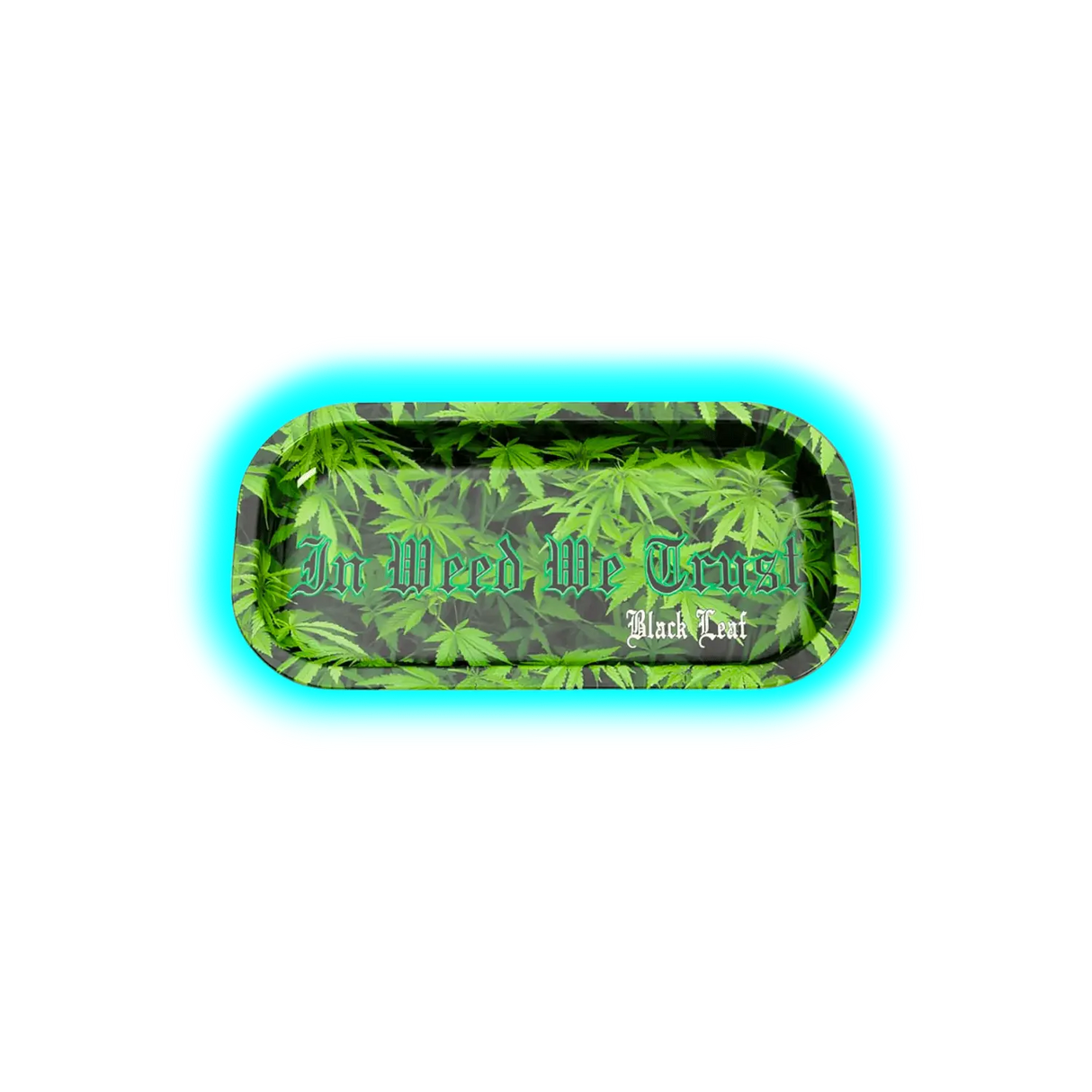 Black Leaf Rolling Tray In Weed we Trust 206 x 105mm