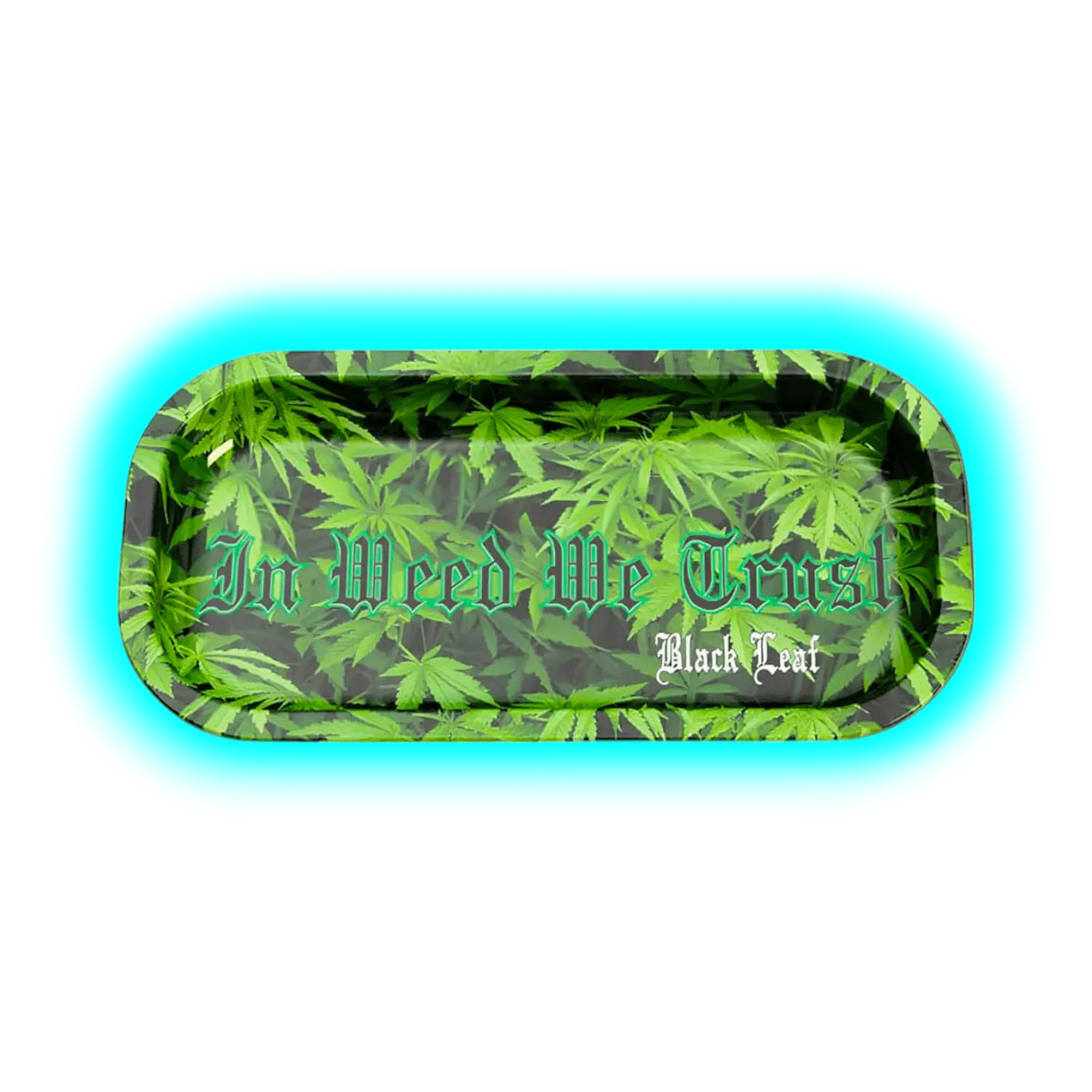 Black Leaf Rolling Tray In Weed we Trust 206 x 105mm