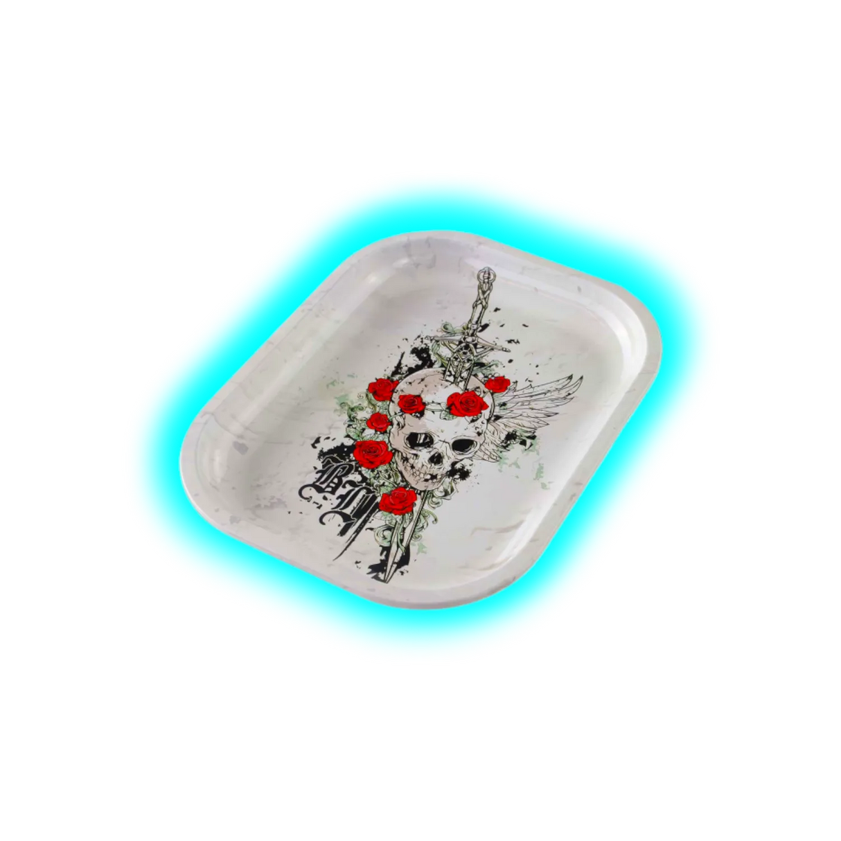 Black Leaf Rolling Tray S Skull and Roses 140 x 180mm
