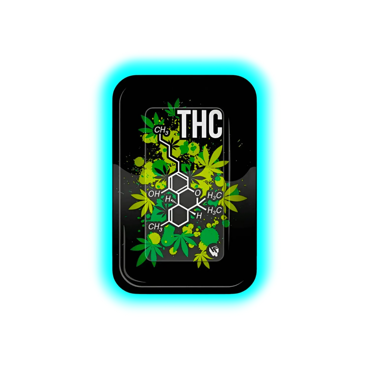 Black Leaf Rolling Tray THC Molecule 275 x 175mm