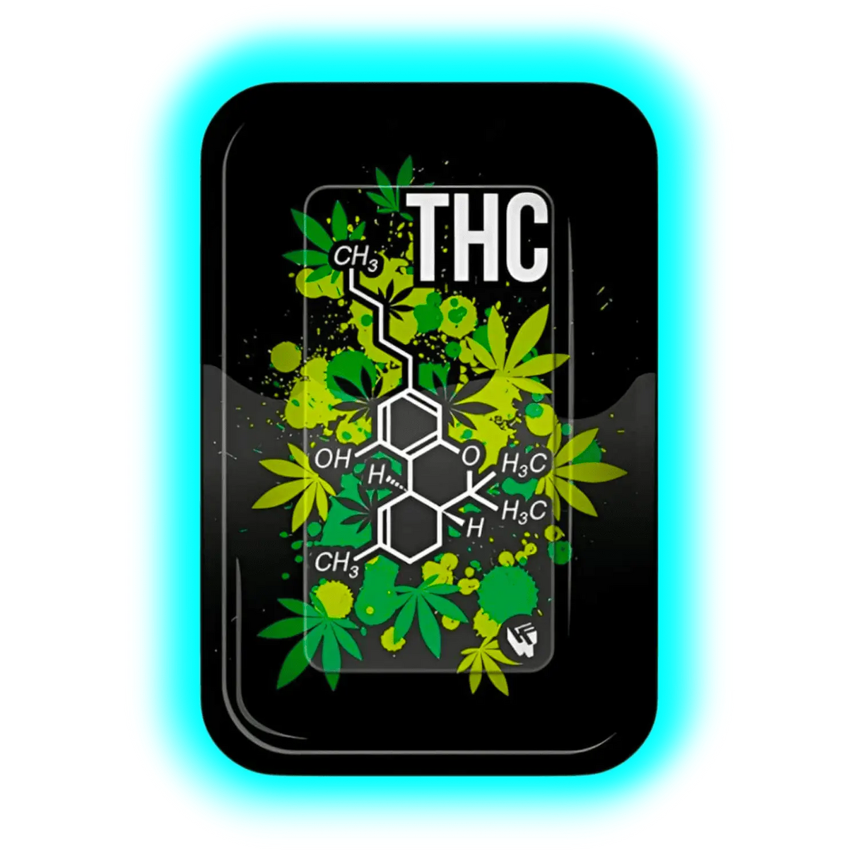 Black Leaf Rolling Tray THC Molecule 275 x 175mm