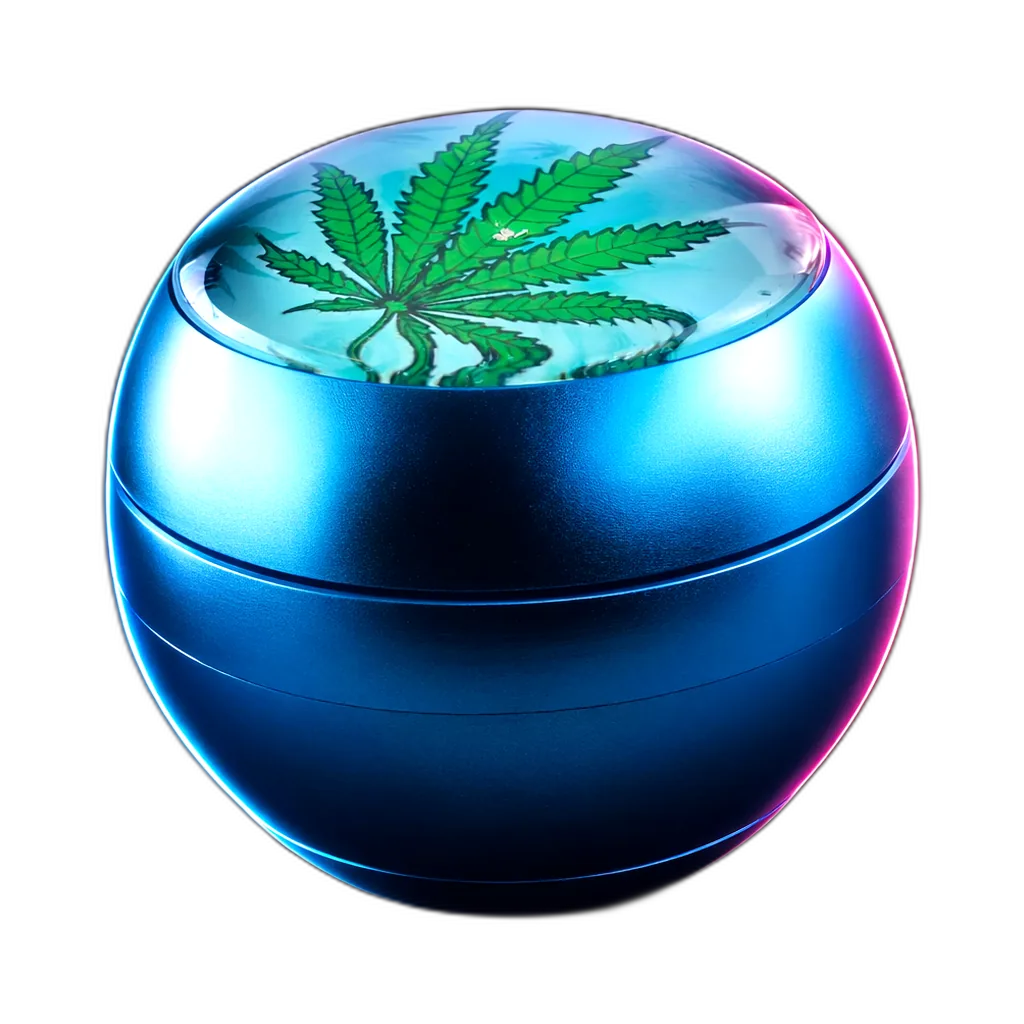 Black Leaf SPHERE Grinder 4 Parts Blue von hinten fotografiert (Rückansicht)
