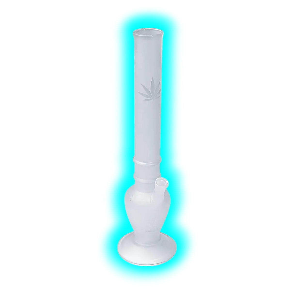 Bong Zylinder mit Kugel, Sandgestrahlt mit Hanfblatt