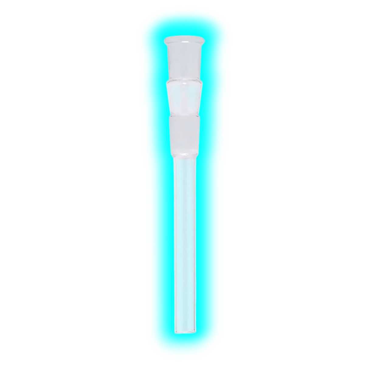 Glasadapter mit zwei konischen Schliffverbindungen und einem länglichen Verbindungsschaft, freigestellt auf weißem Hintergrund