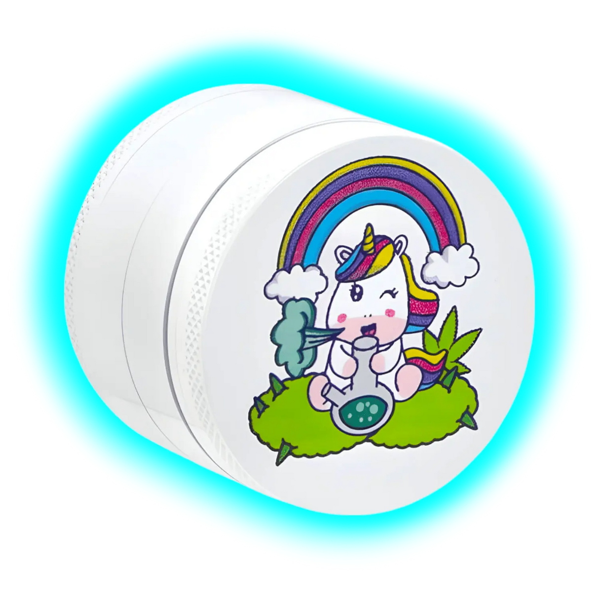 CNC Grinder White Unicorn Bong 4 Parts 50mm