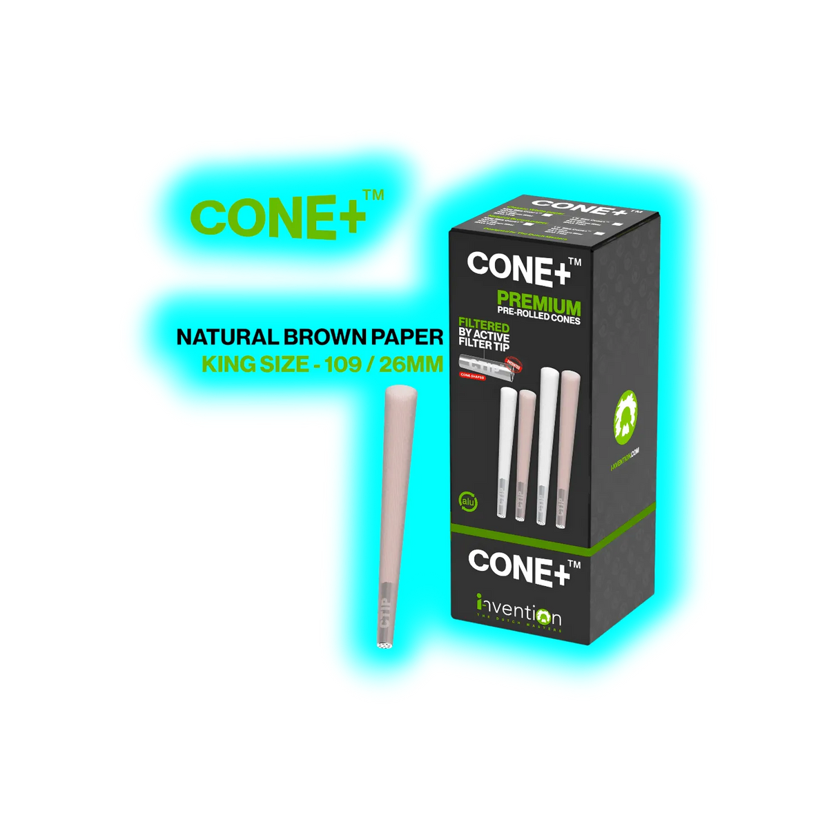 CONE+ King Size Natural Brown C Tip Filter 109/26 100pcs