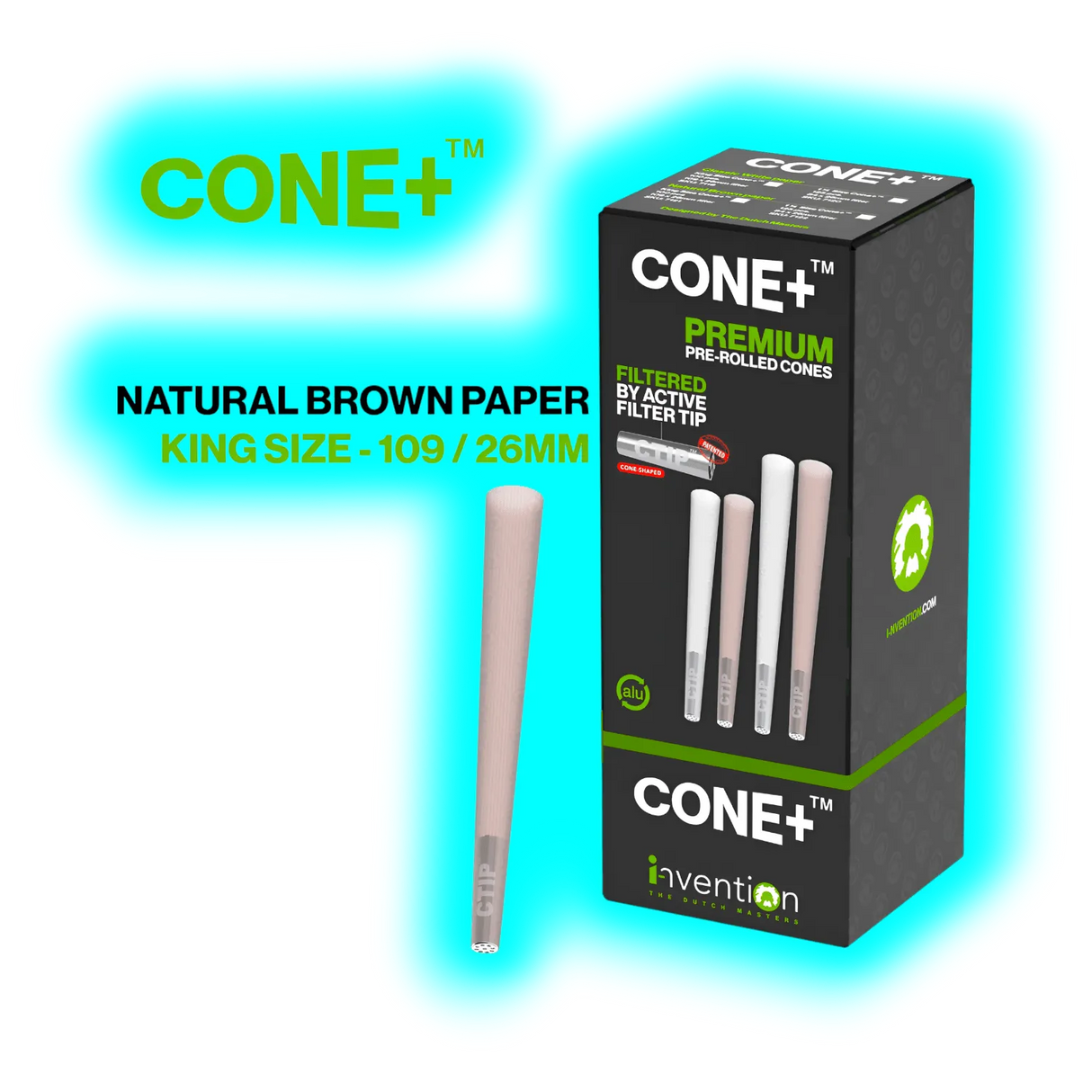 CONE+ King Size Natural Brown C Tip Filter 109/26 100pcs