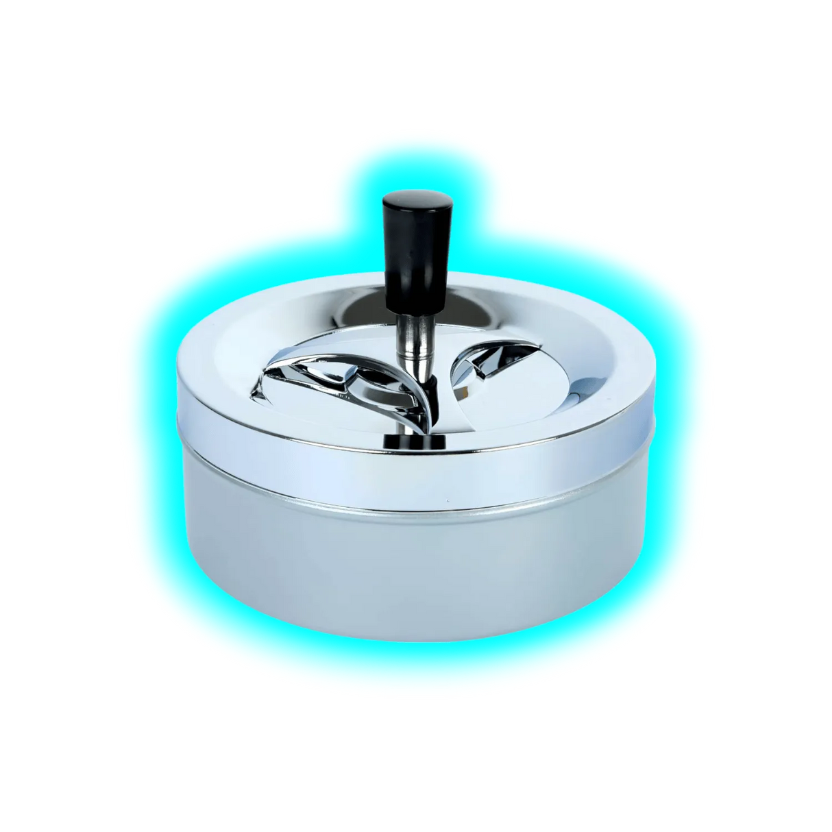 Drehaschenbecher Chrom Silber L 14 cm