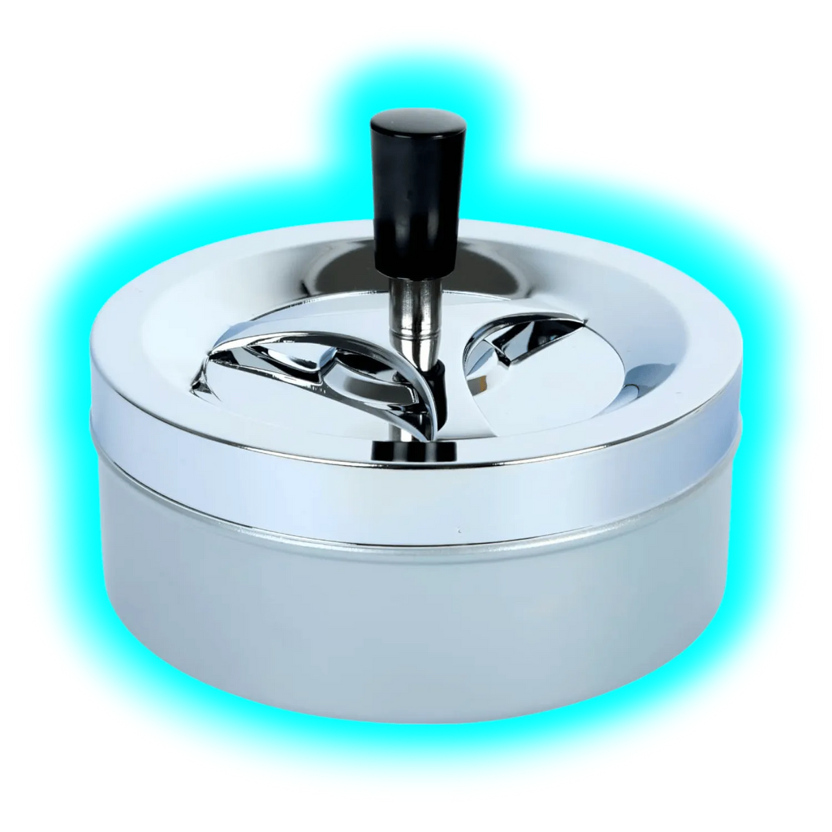 Drehaschenbecher Chrom Silber L 14 cm